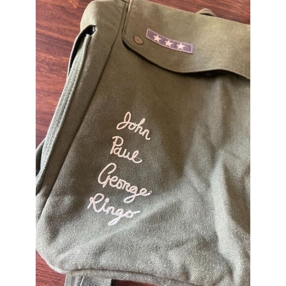 The Beatles Sgt. Pepper’s Canvas Backpack by Junk Food Olive Green Band Bag - Picture 2 of 9